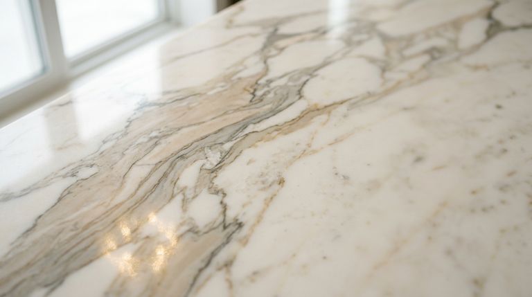 Polished marble countertop close-up